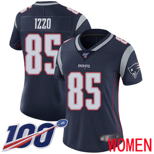 New England Patriots Football #85 Vapor Untouchable 100th Season Limited Navy Blue Women Ryan Izzo Home NFL Jersey->new england patriots->NFL Jersey